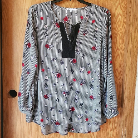 DR2 by Daniel Rainn floral print flowy high low blouse - Picture 1 of 10